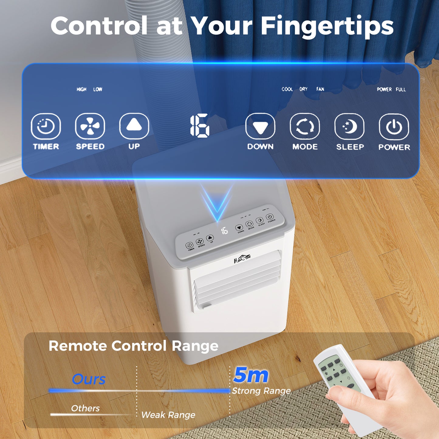 HOMCOM 5000 BTU Portable Air Conditioner, 4-in-1 Air Conditioning Unit, Dehumidifier, Cooling, Fan, Sleep Mode, with Remote Control, 2 Speeds, 24H Timer, Window Venting Kit, 12m²