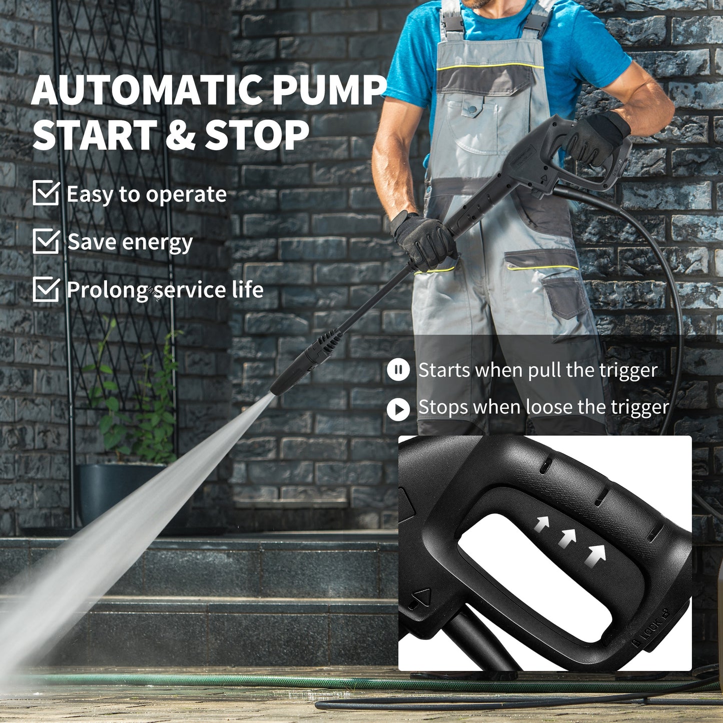 Outsunny 1800W High Pressure Washer, 150 Bar Pressure, 420 L/h Flow, Portable Power Washer Jet Wash Cleaner with Adjustable Nozzle, 6M Hose, Hose Reel, Steel Handle for Home Patio Car Driveway, Green