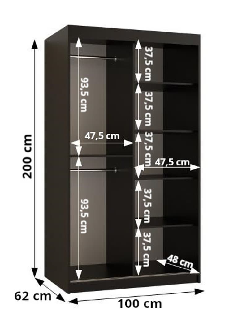 Larvik II Sliding Door Wardrobe 100cm