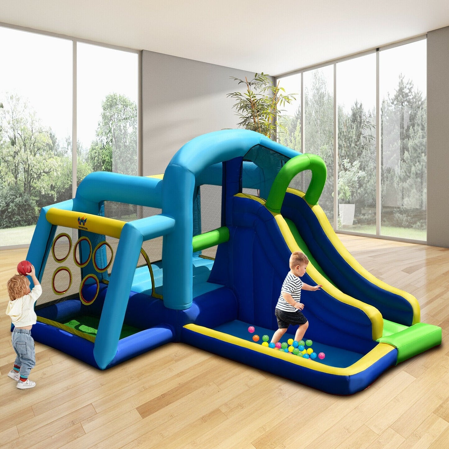 Inflatable Water Bouncy House with Slide and Ball Pit
