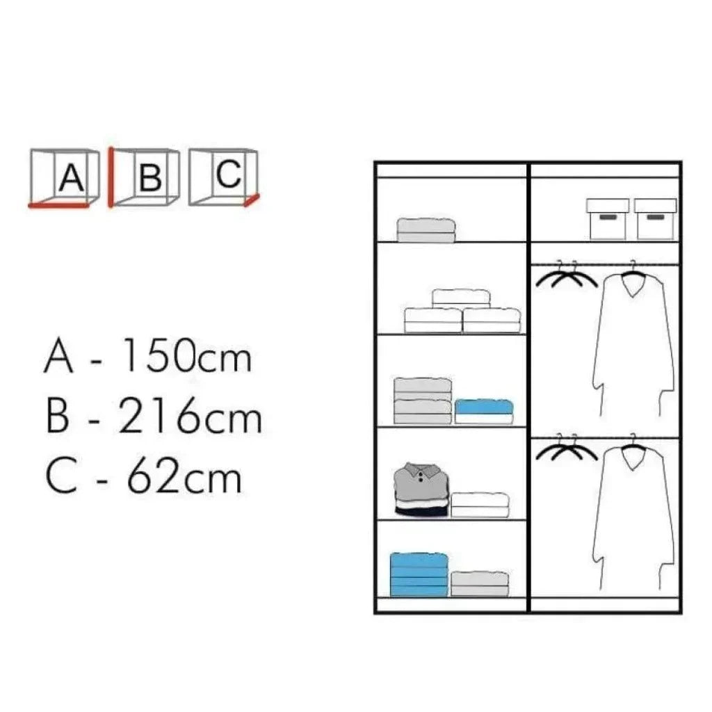 Lisbane Sliding Door Wardrobe - Black, White, Grey