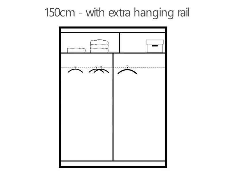 Avant Sliding Wardrobe - 180cm and Other Sizes - White, Black, Grey
