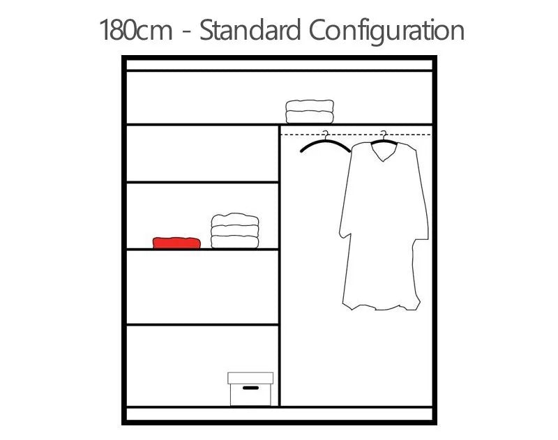 Avant Sliding Wardrobe - 150cm and Other Sizes - White, Black, Grey