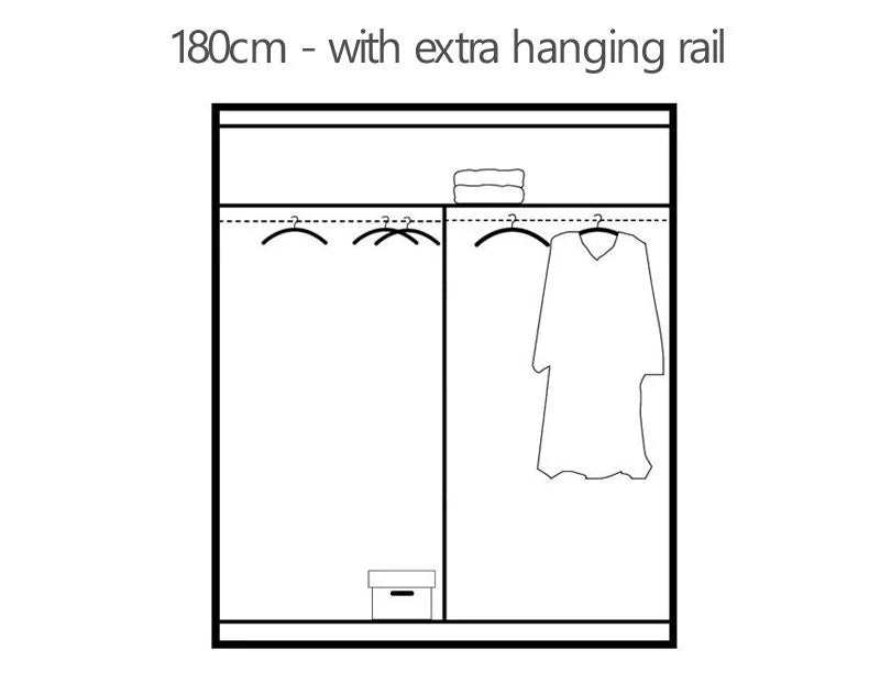 Avant Sliding Wardrobe - 180cm and Other Sizes - White, Black, Grey