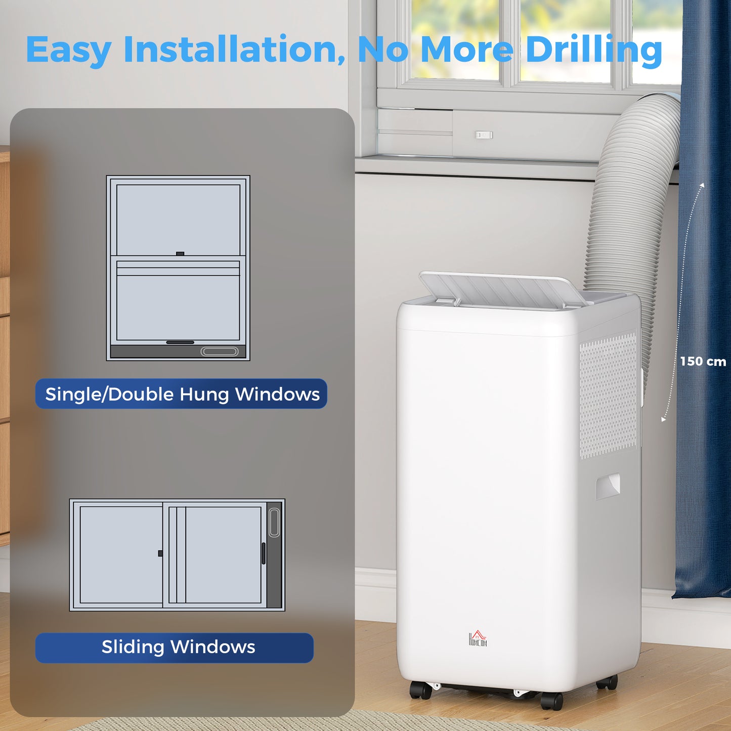 HOMCOM 12,000 BTU 5-in-1 Mobile Air Conditioner, 35m² Radius - White