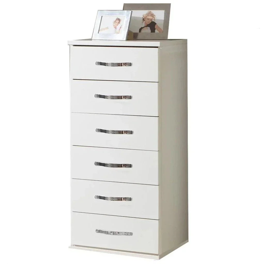 White Chest of Drawers BUCKINGHAM Tallboy Medium Chest, 6 Drawers