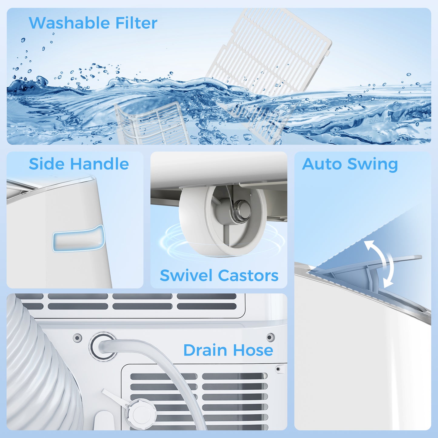 HOMCOM 14000 BTU Mobile Air Conditioner, 35m², Smart Home WiFi, with Dehumidifier, Fan, 24H Timer, Window Kit, White