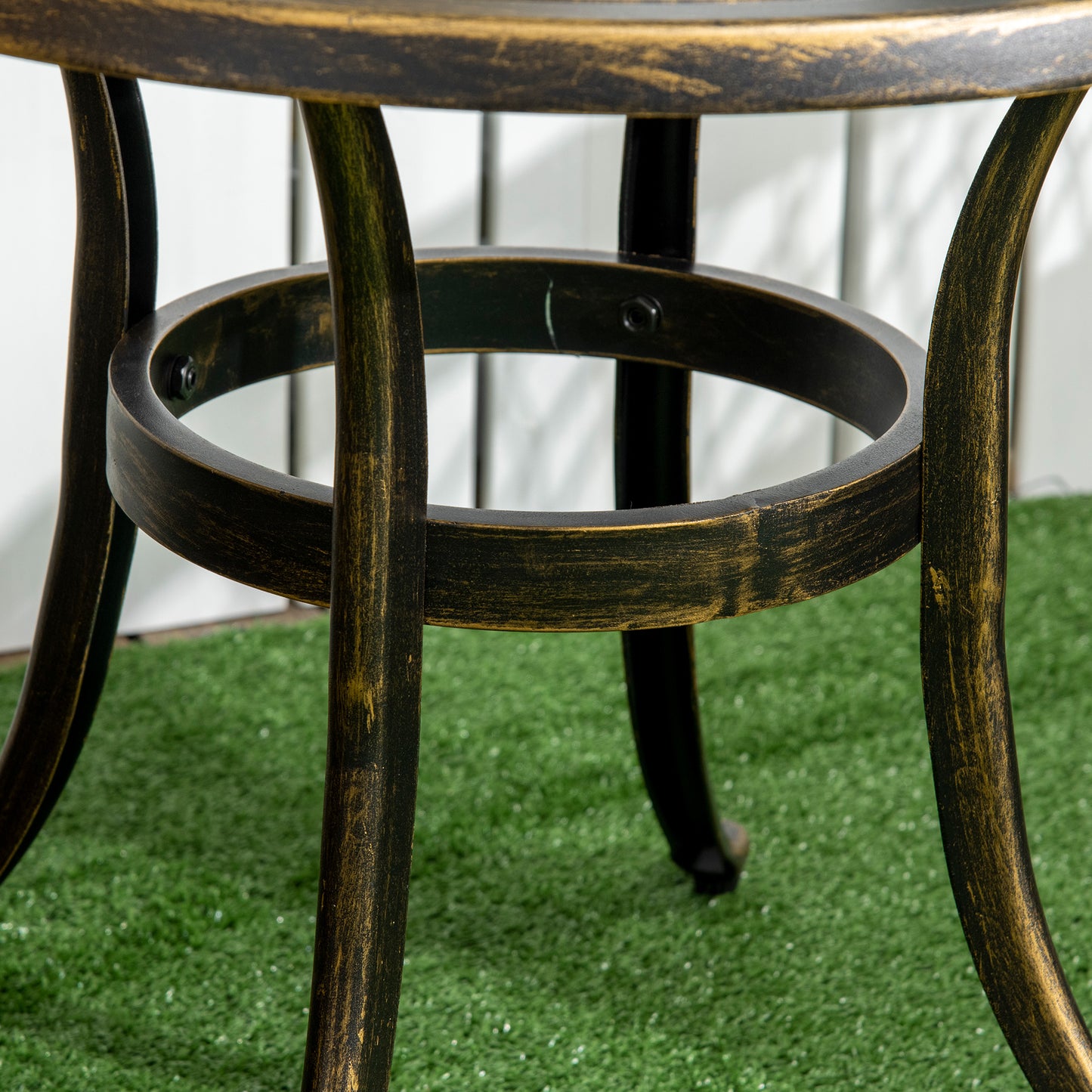 Outsunny Outdoor Garden Table, Cast Aluminium Patio End Table with Anti-slip Foot Pads for Garden, Patio, Balcony, 60 x 52.5cm, Bronze