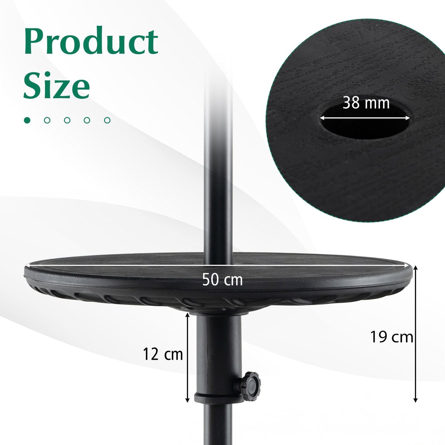 50 cm Outdoor Adjustable Umbrella Table with 38mm Umbrella Hole