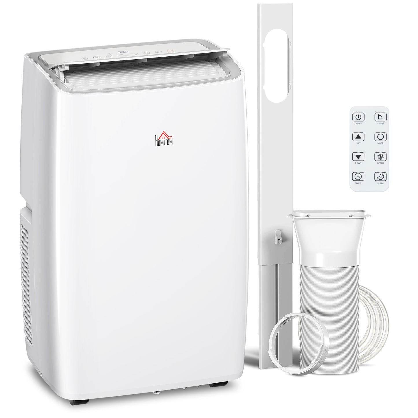 HOMCOM Portable Air Conditioner 12000 BTU, 4-in-1 Air Conditioning Unit, Dehumidifier, Cooling, Fan, Sleep Mode with 3 Speeds, Remote Control, LED Display, 24H Timer, Window Kit, Children Lock, 35m²