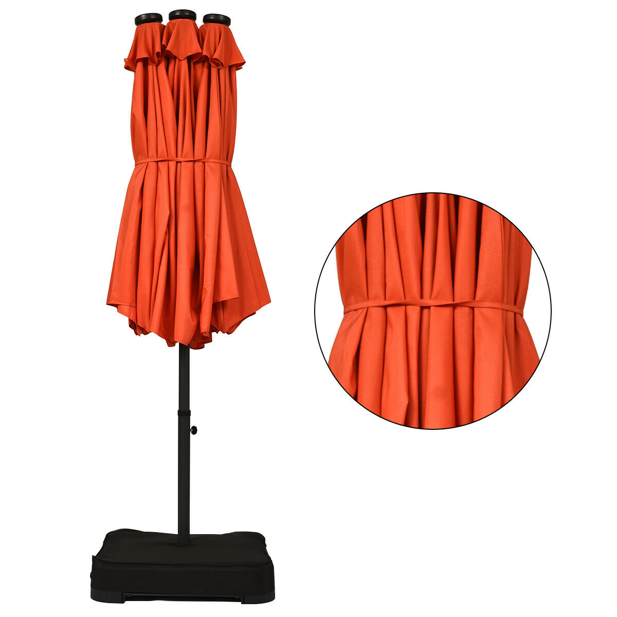 Extra Large LED Patio Double-Sided Umbrella Crank Parasol-Orange