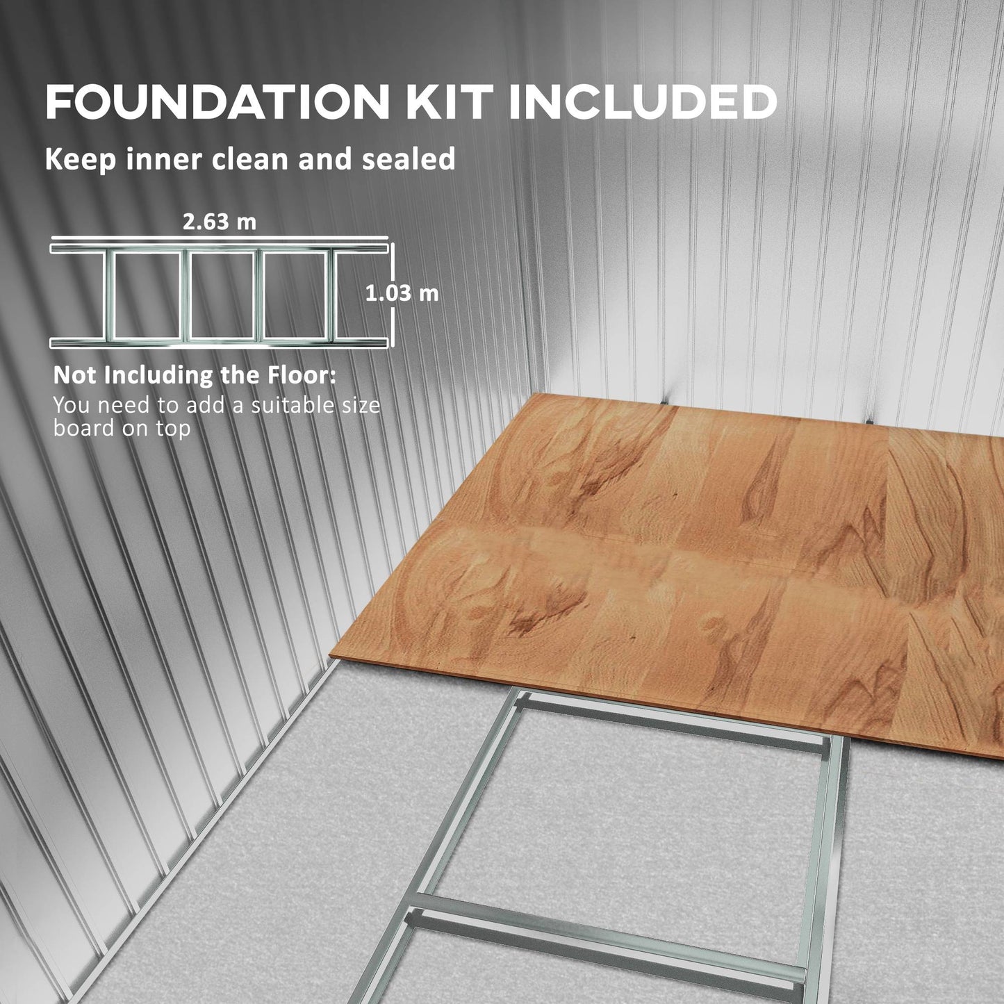 Outsunny Metal Bike Shed, Mobility Scooter Shed House with Foundation Kit, Ventilation, Doors, 9 x 6FT, Silver