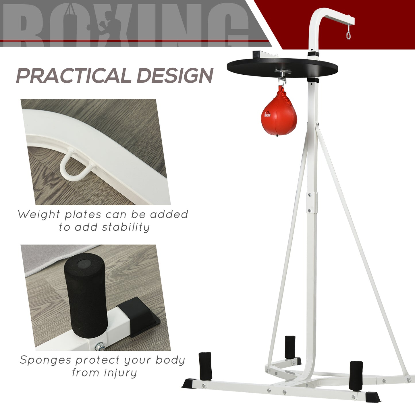 HOMCOM Adjustable Freestanding Speedbag, Punch Bag Hanger, White