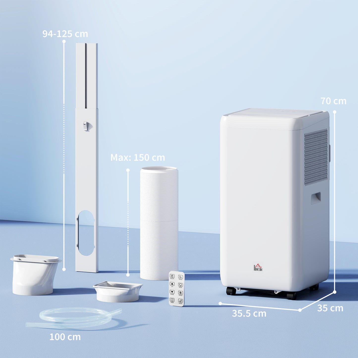 HOMCOM 12,000 BTU 5-in-1 Mobile Air Conditioner, 35m² Radius - White