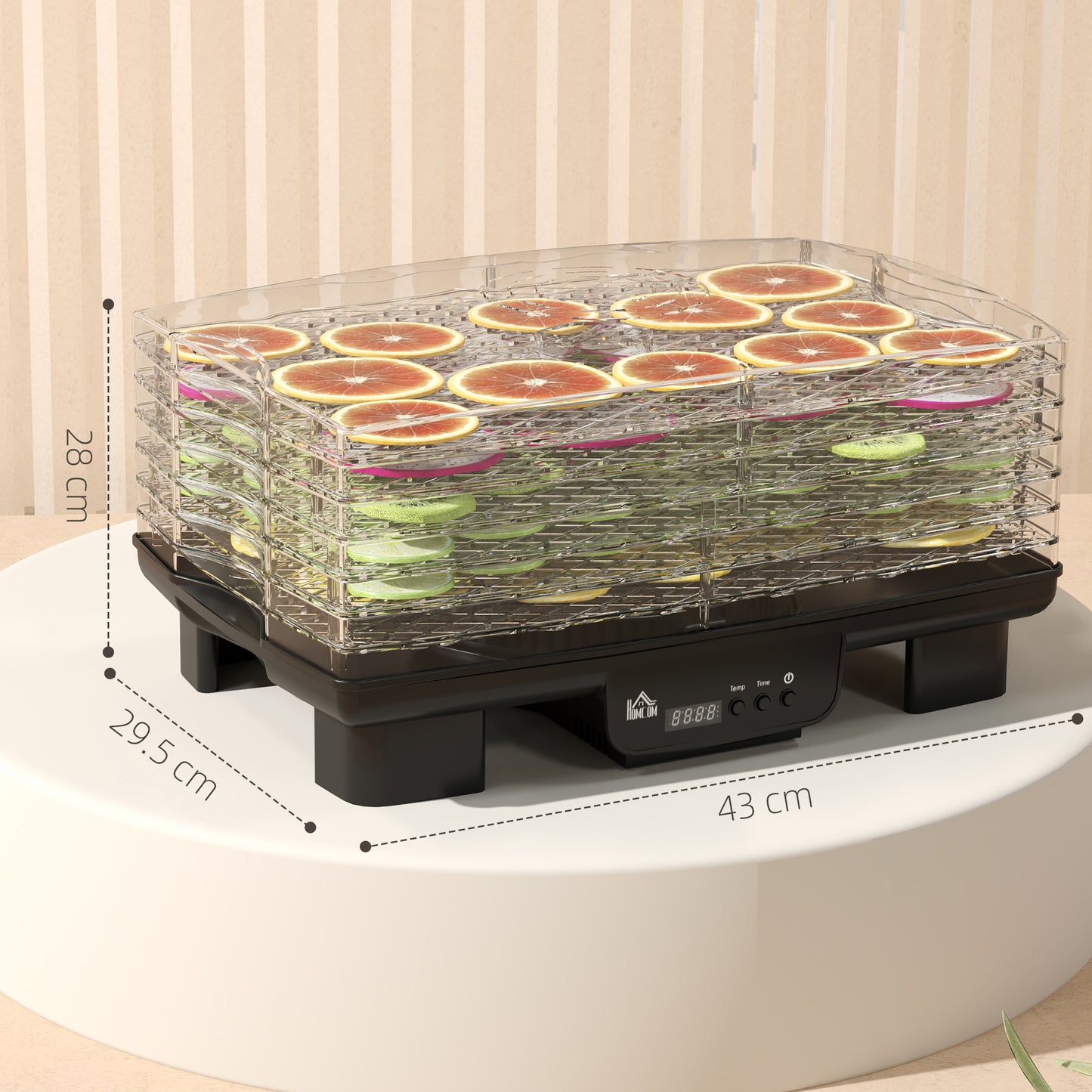 HOMCOM 40-70℃ Six-Tray Food Dehydrator - Black