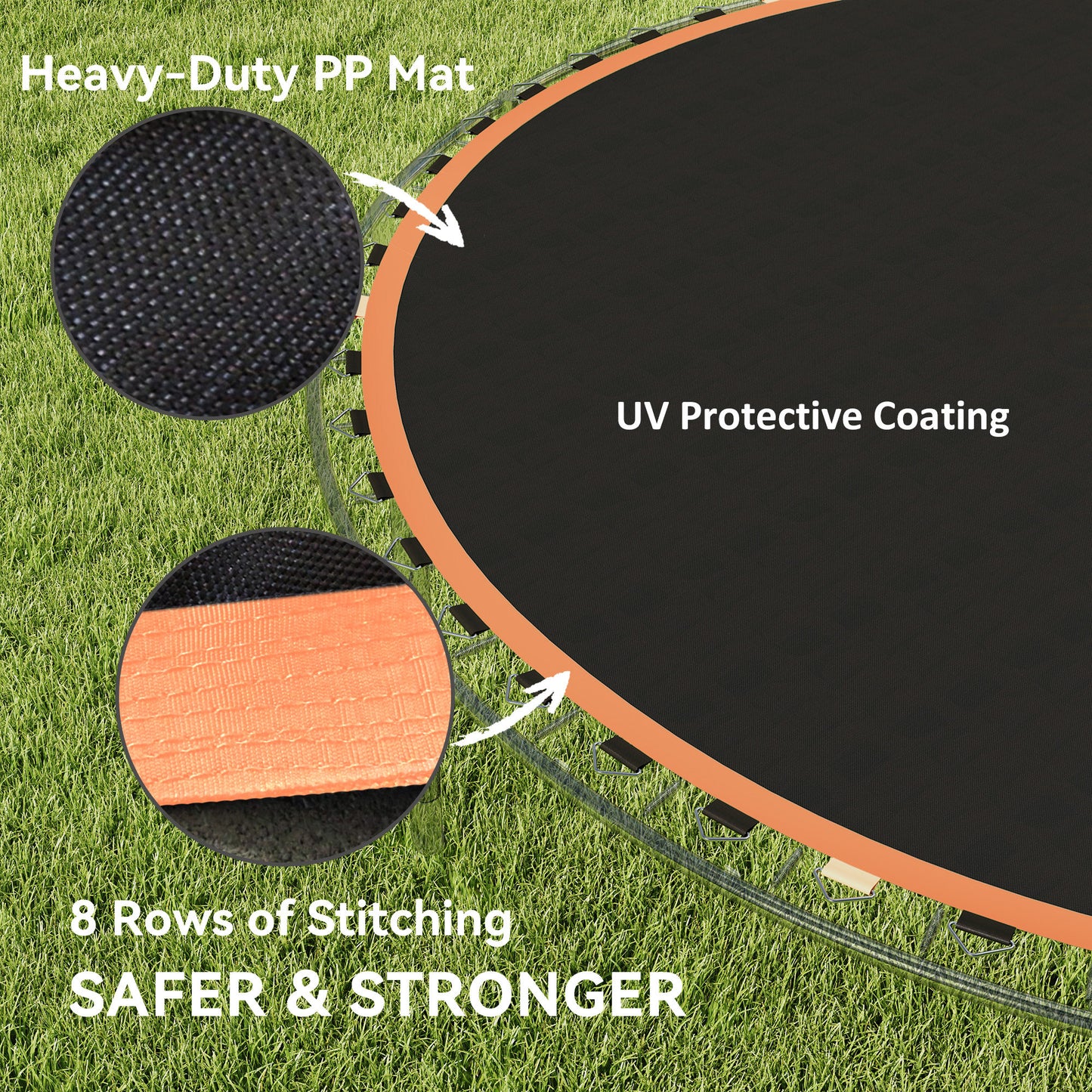 SPORTNOW Trampoline Replacement Mat with Spring Pull Tool, 54 V-Hooks, for 10ft Trampoline using 14cm Springs, Orange