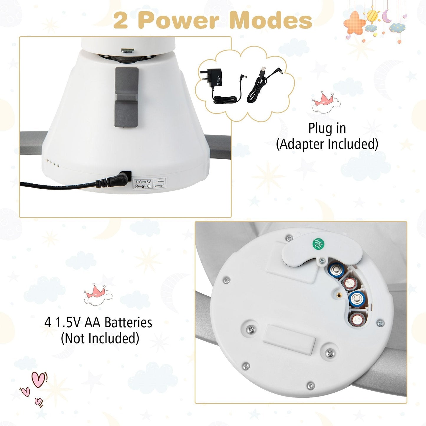 Baby Bouncer with 5 Swing Speeds and Built-in 17 Music for Newborn-Grey