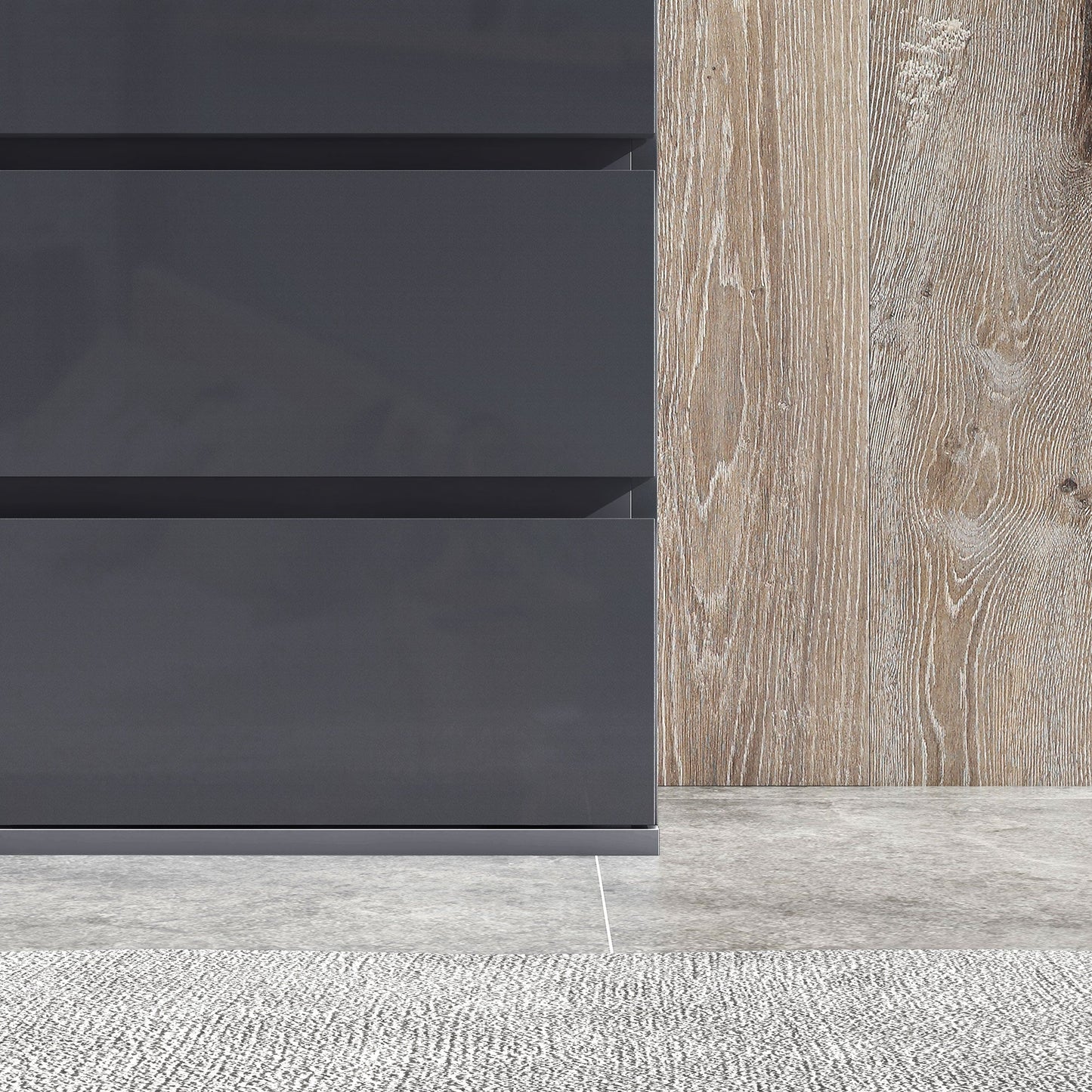 HOMCOM High Gloss Chest of Drawers, 4-Drawer Storage Cabinets, Modern Dresser for Bedroom, Grey