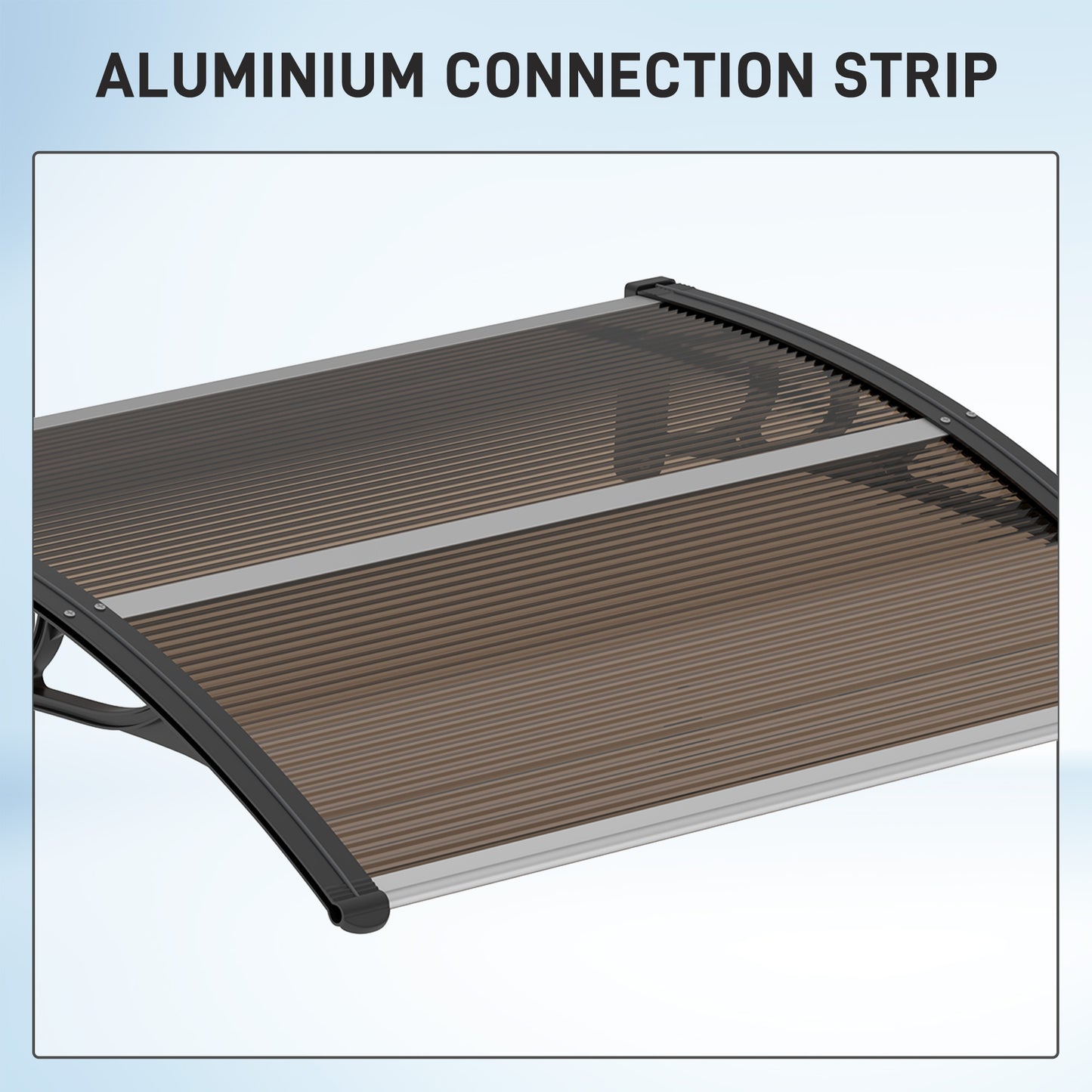 Outsunny Front Door Canopy Outdoor Awning Aluminium Rigid Plastic Polycarbonate Rain Shelter UV Water Rain Resistant 120 x 75cm Brown