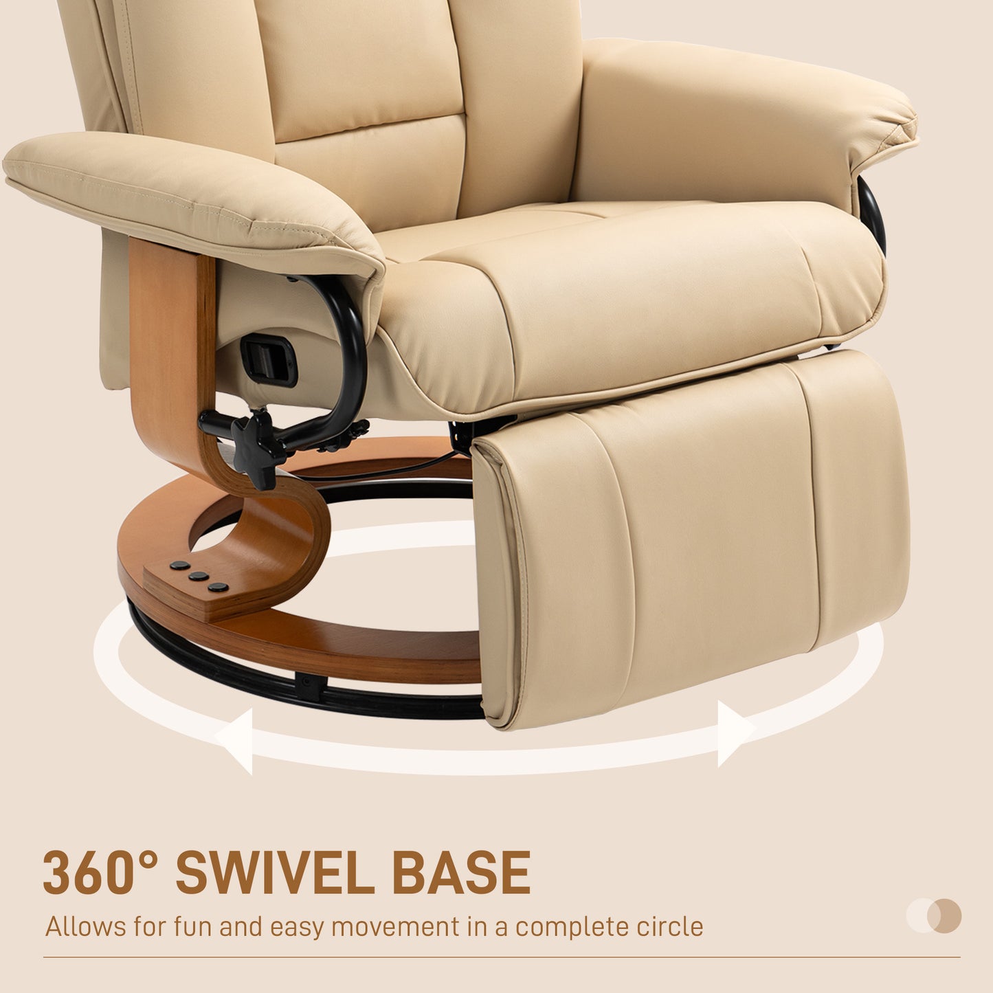 HOMCOM Faux Leather Recliner Chair - Beige