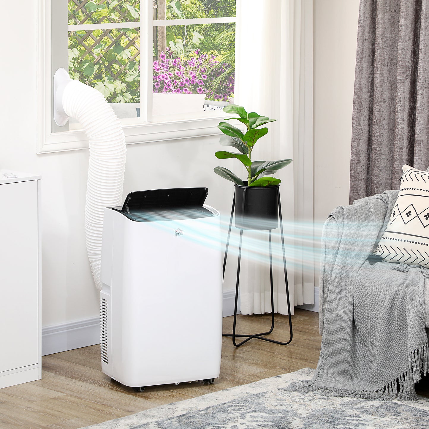 HOMCOM 14000 BTU Air Conditioning Unit, 3-in-1 Portable Air Conditioner, Dehumidifier, Fan with 3 Speeds, Sleep Mode, Remote, LED Display, 24H Timer, Window Venting Kit, Children Lock, 430 sq.ft