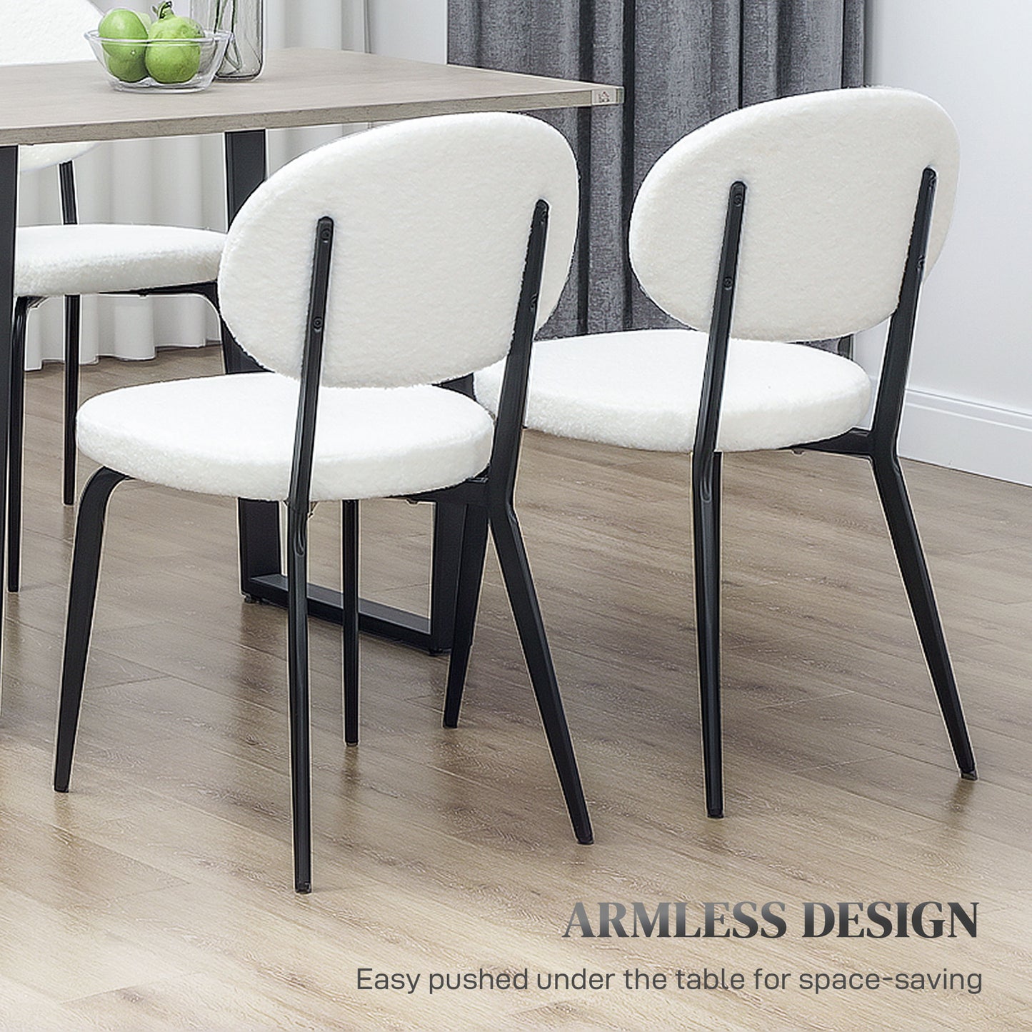 HOMCOM Set of Four Boucle Dining Chairs - White