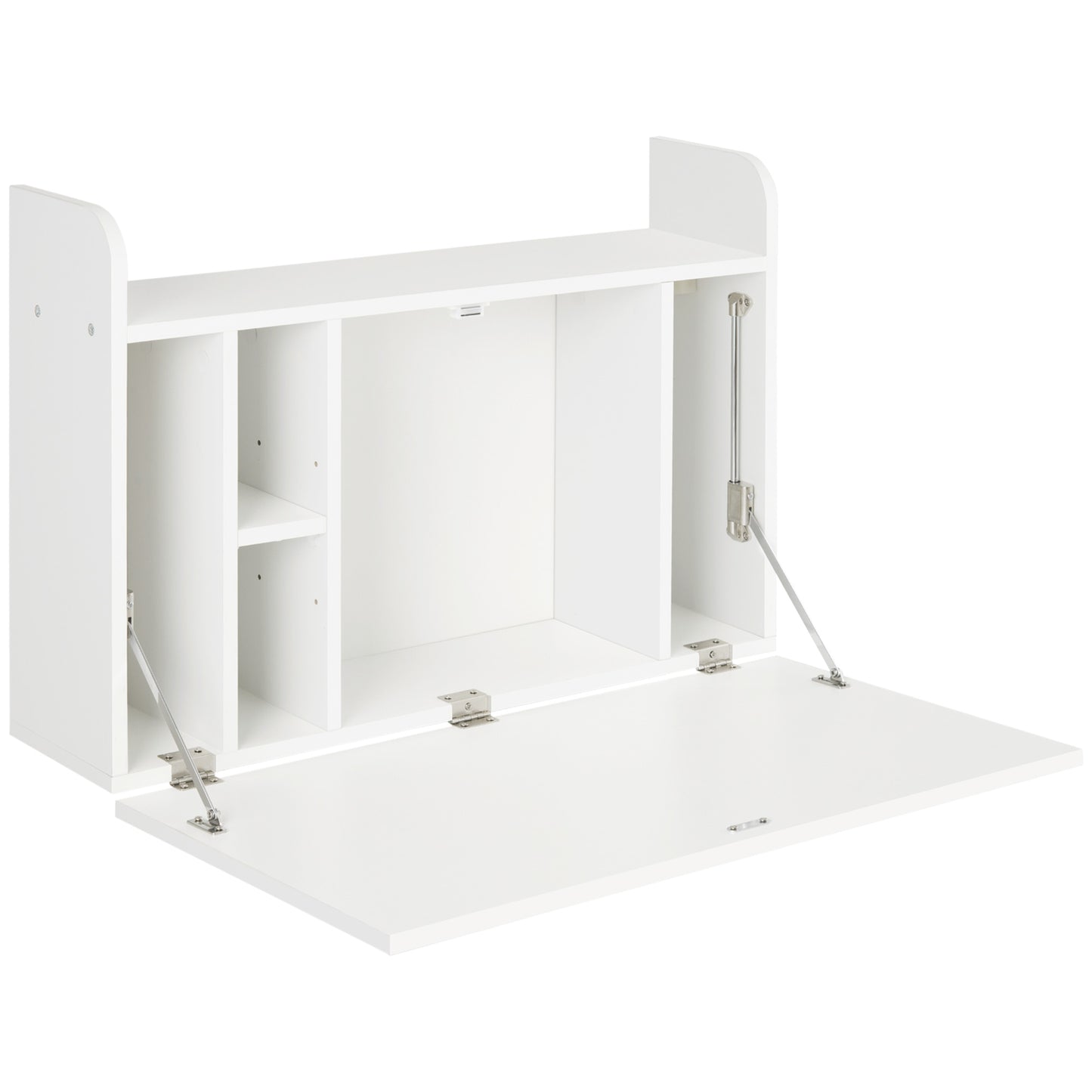 HOMCOM Wall Mounted Table, Drop Leaf Floating Laptop Desk with Space Saving Storage Compartments for Home Office and Study, 77cm x 20cm x 51cm, White