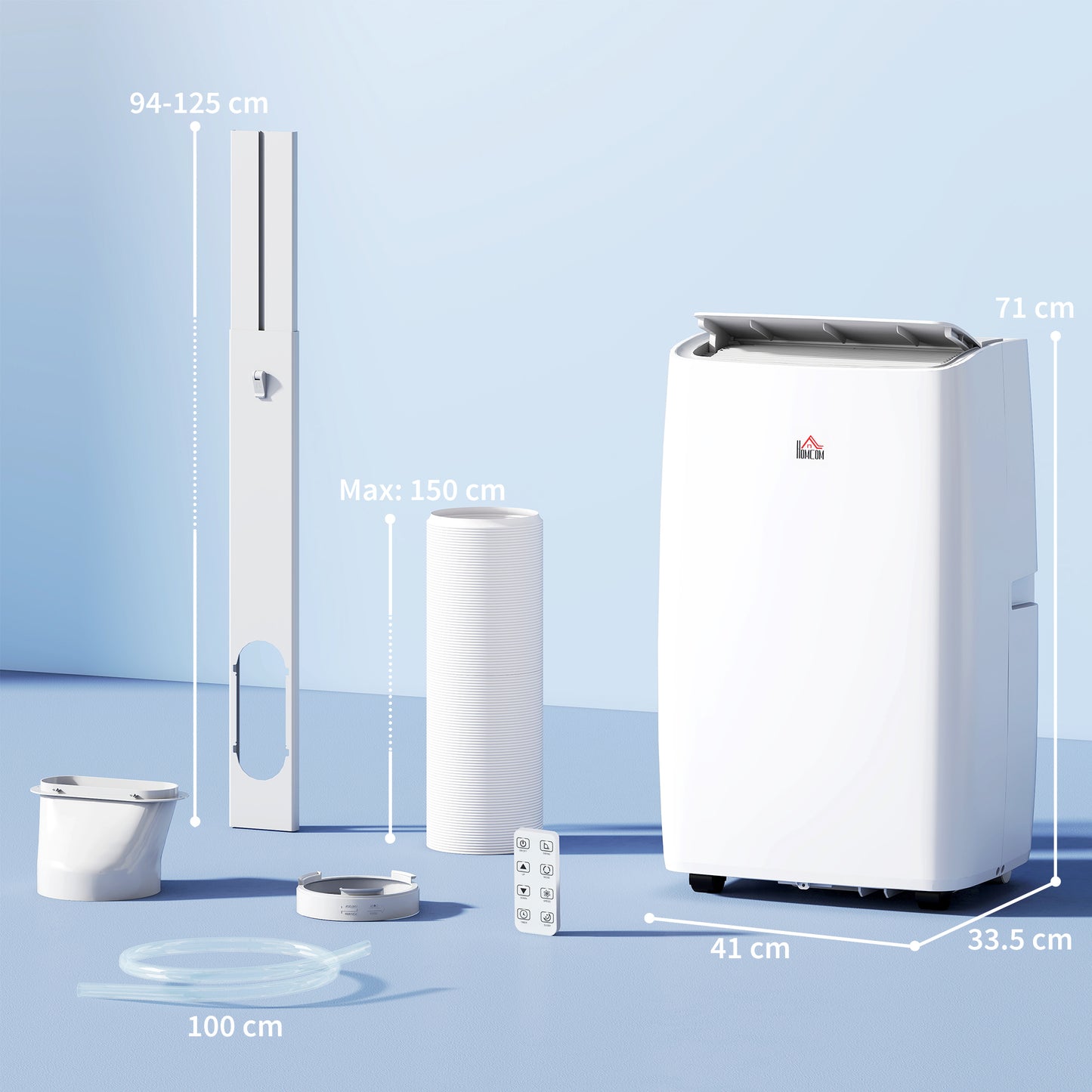HOMCOM Portable Air Conditioner 12000 BTU, 4-in-1 Air Conditioning Unit, Dehumidifier, Cooling, Fan, Sleep Mode with 3 Speeds, Remote Control, LED Display, 24H Timer, Window Kit, Children Lock, 35m²