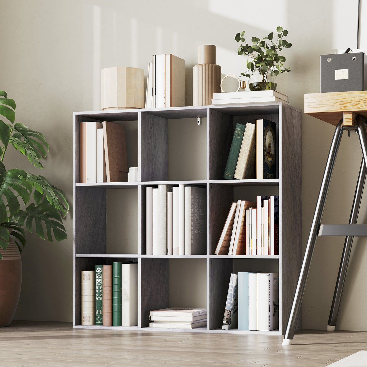 HOMCOM Nine-Cube Storage Shelf - Marble Grey
