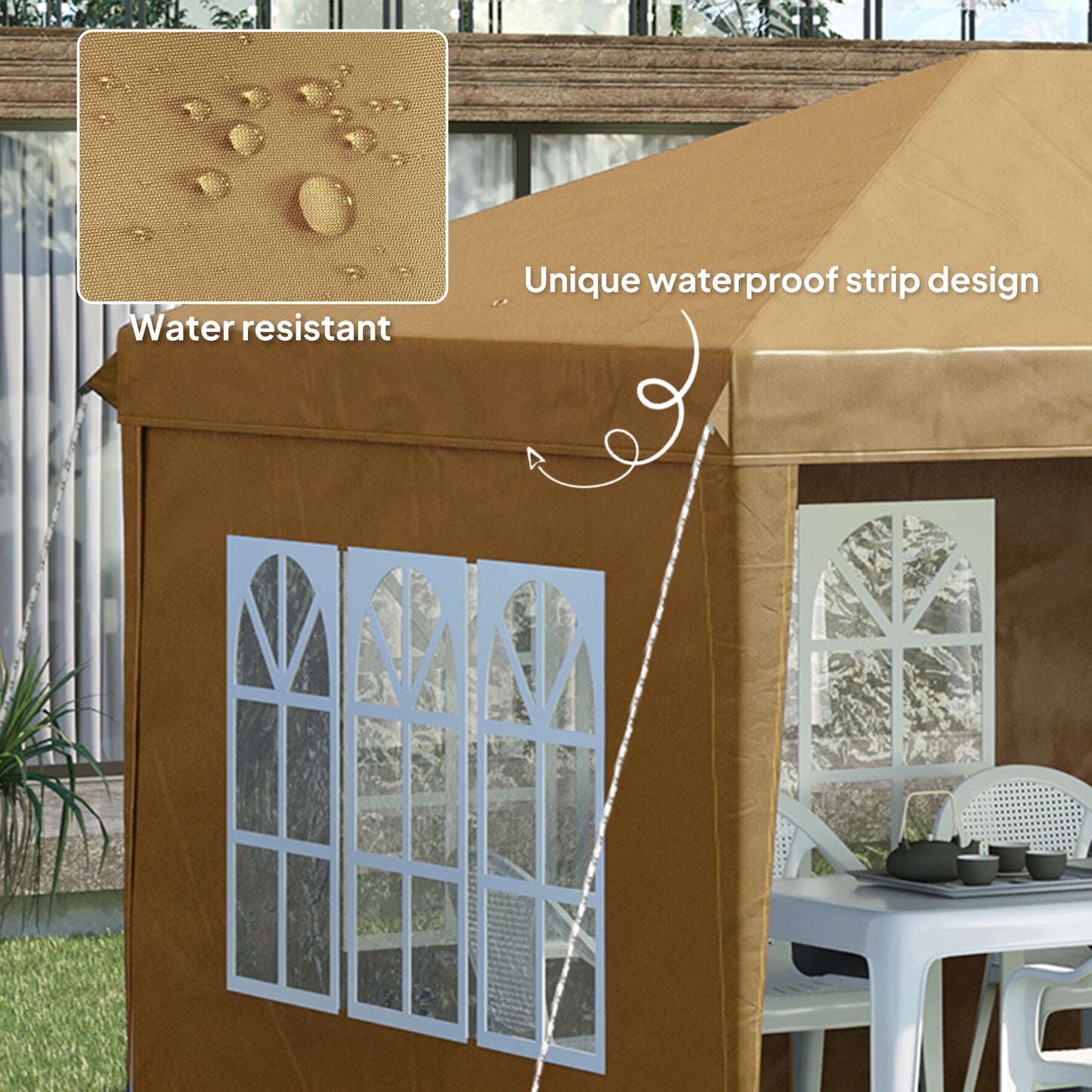 Outsunny 3 x 6m Pop-Up Gazebo, with Removable Walls - Khaki