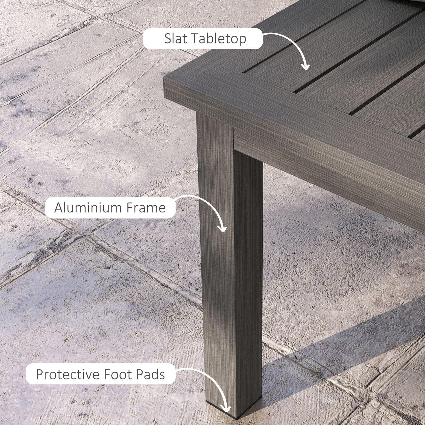 Outsunny 100cm x 60cm Aluminium Outdoor Coffee Table - Brown