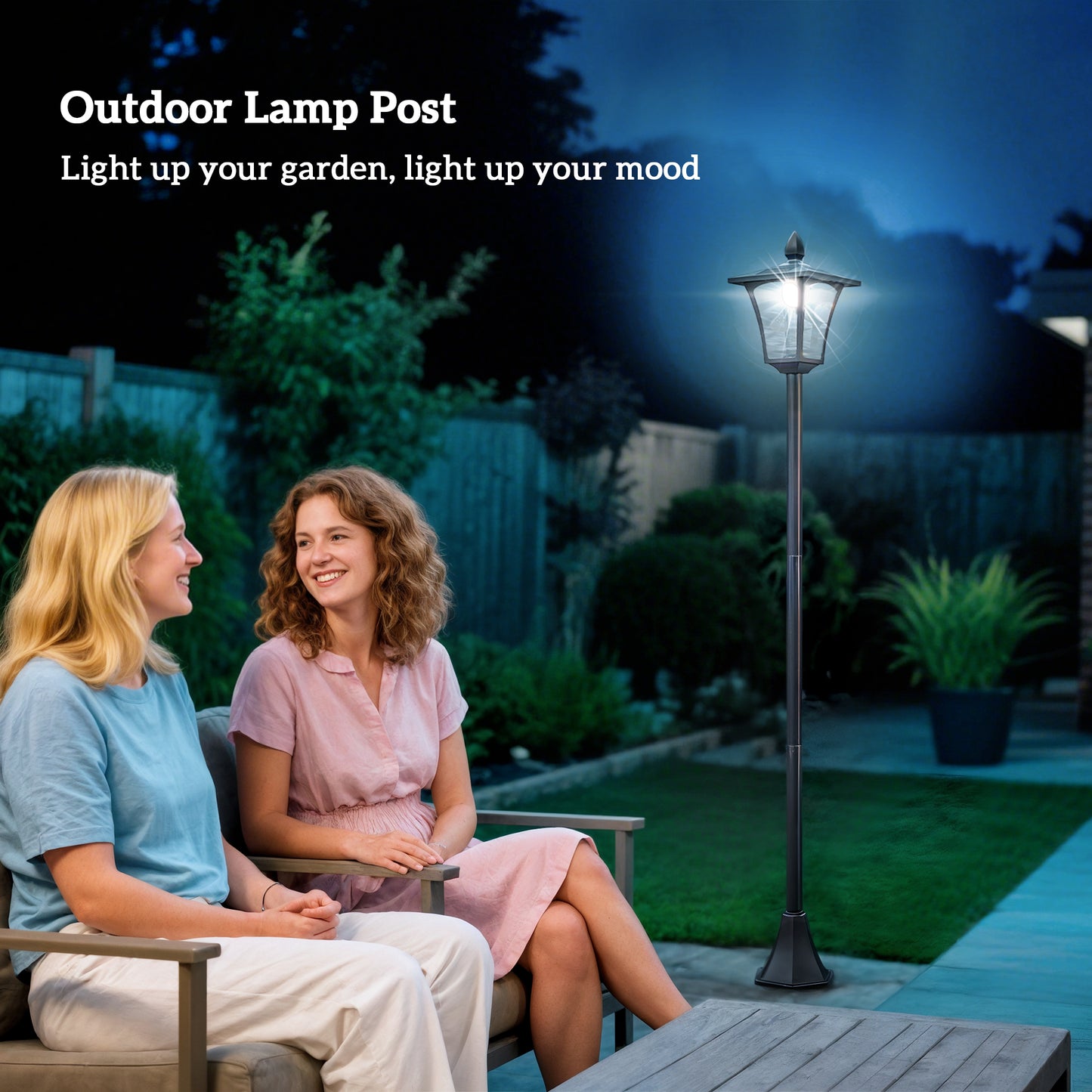 Outsunny Outdoor Garden Solar Post Lamp Sensor Dimmable LED Lantern Bollard Pathway 1.6M Tall – Black