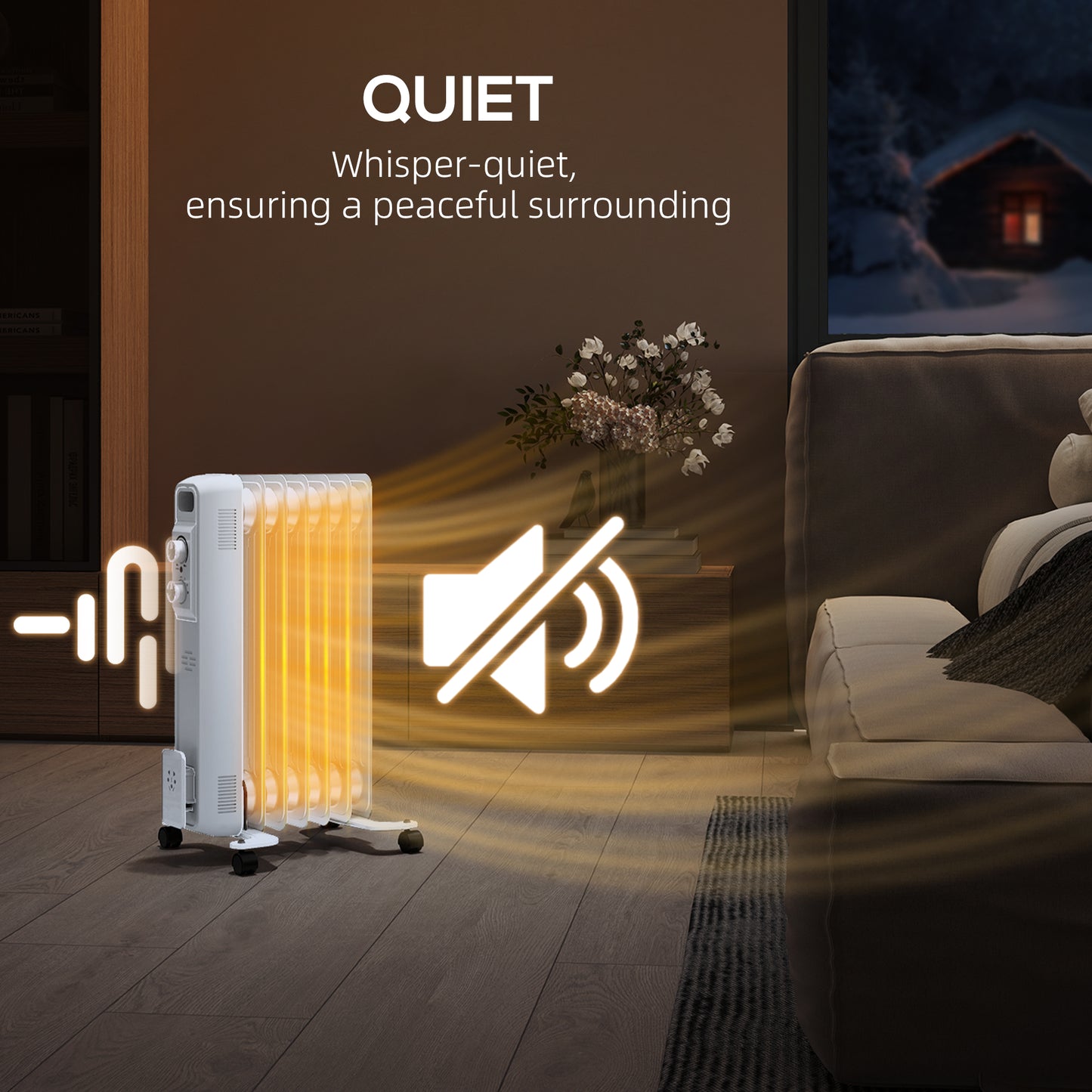 HOMCOM 1.5kW Seven Fin Oil-Filled Radiator - White