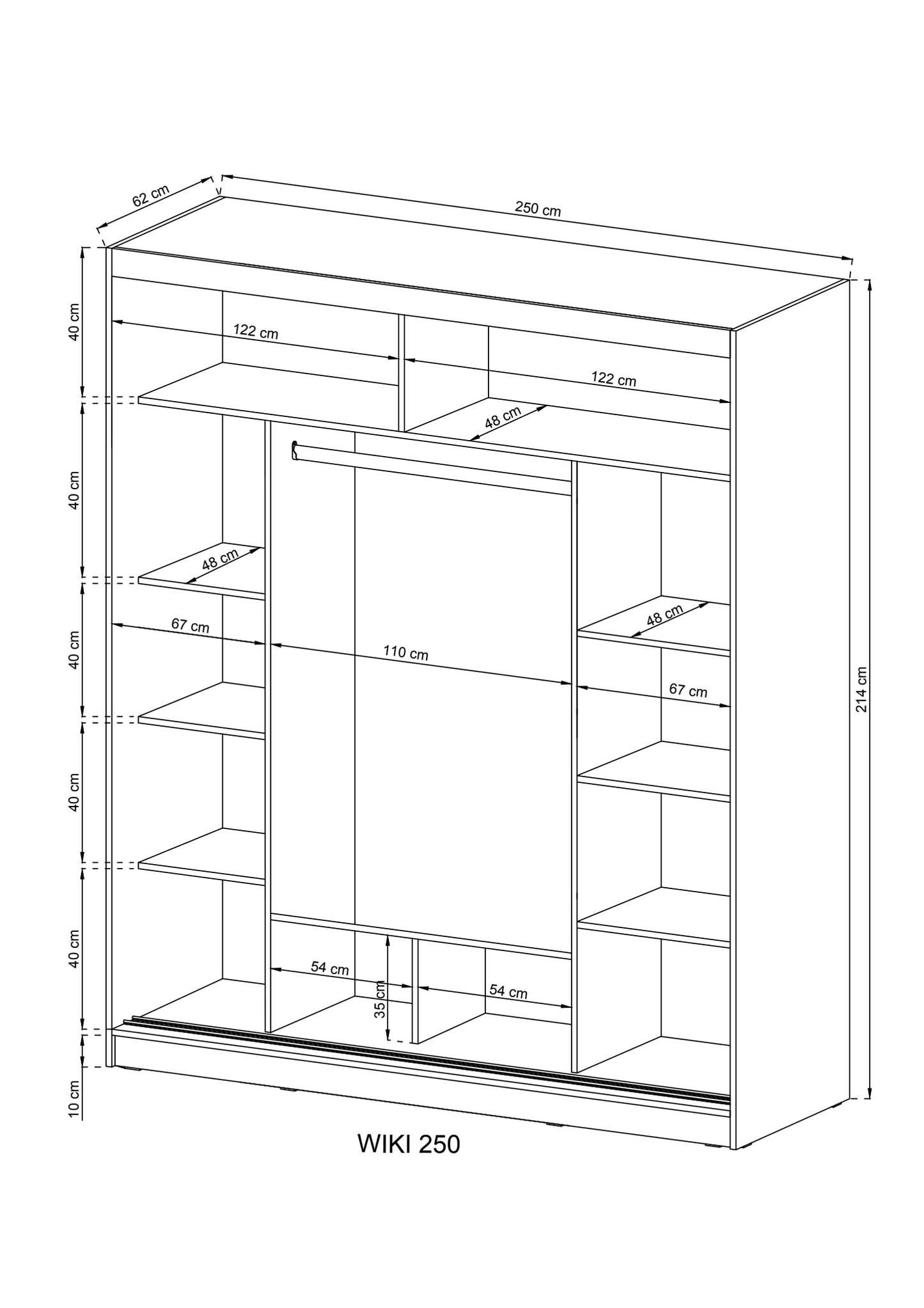 Wiki 250 Alu Wardrobe 250cm