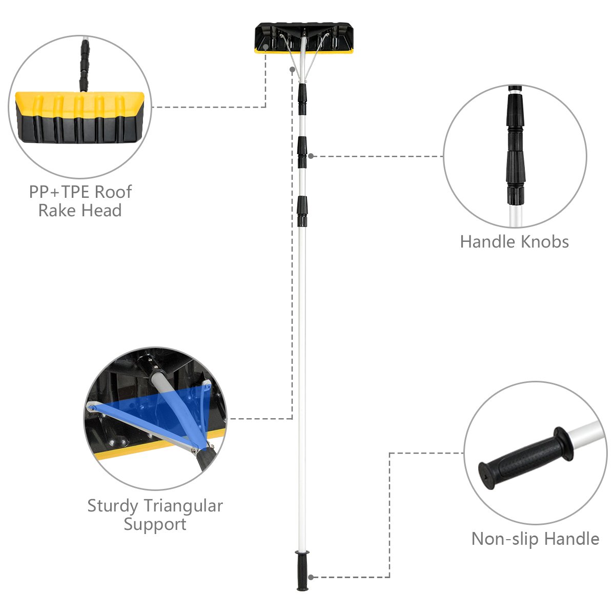 Aluminum Snow Roof Rake with Large Blade