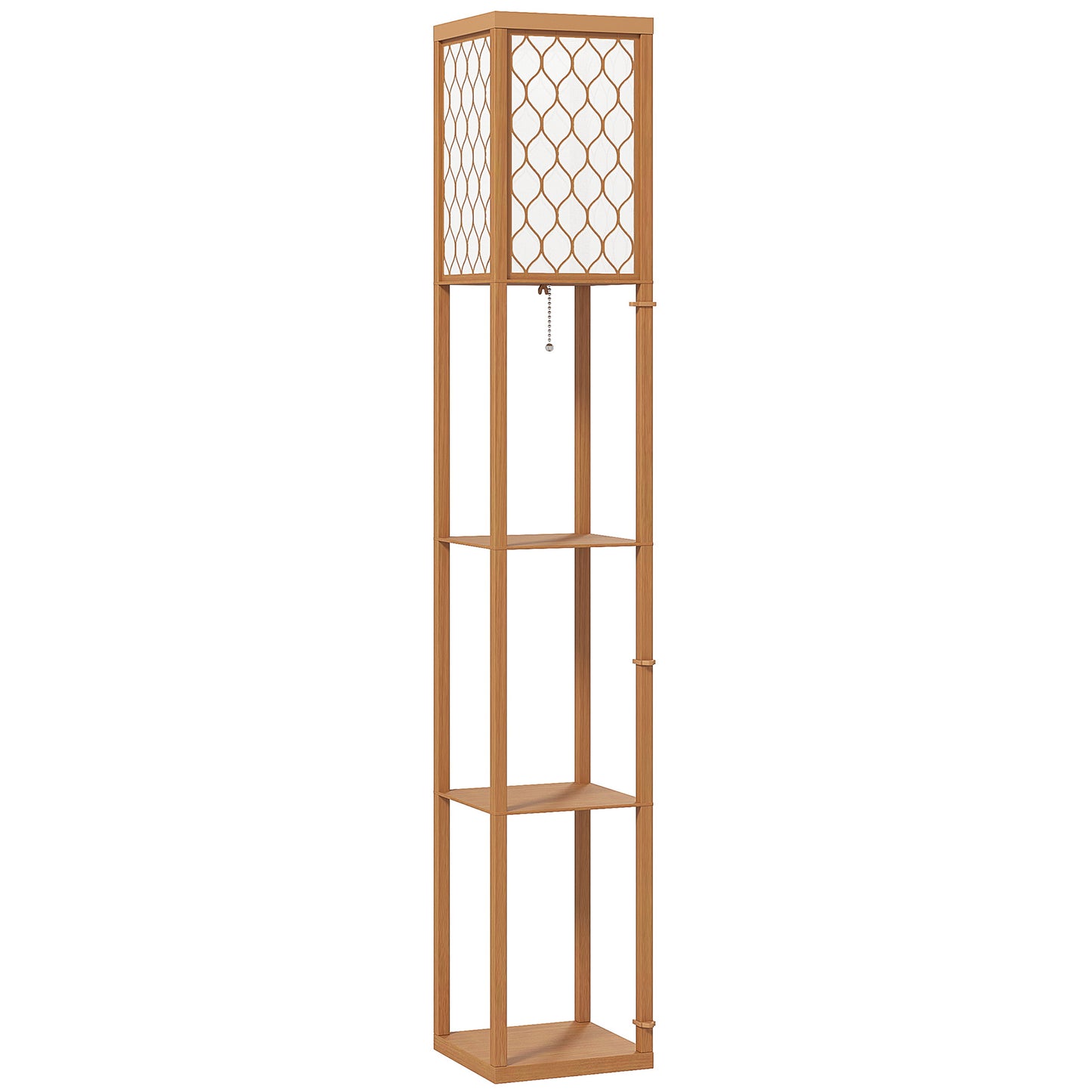 HOMCOM Three-Shelf Standing Lamp - Natural