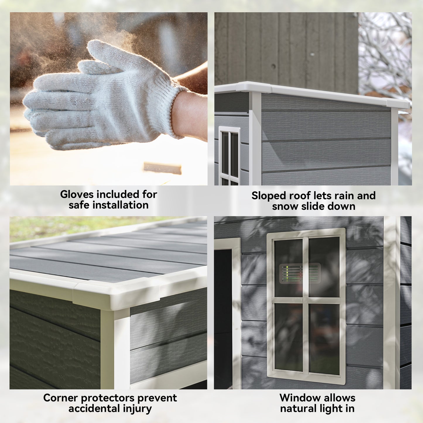 Outsunny 5' x 3' Garden Shed with Floor, Outdoor Storage Shed with Lockable Door, Window and Vent for Garden, Patio, Grey