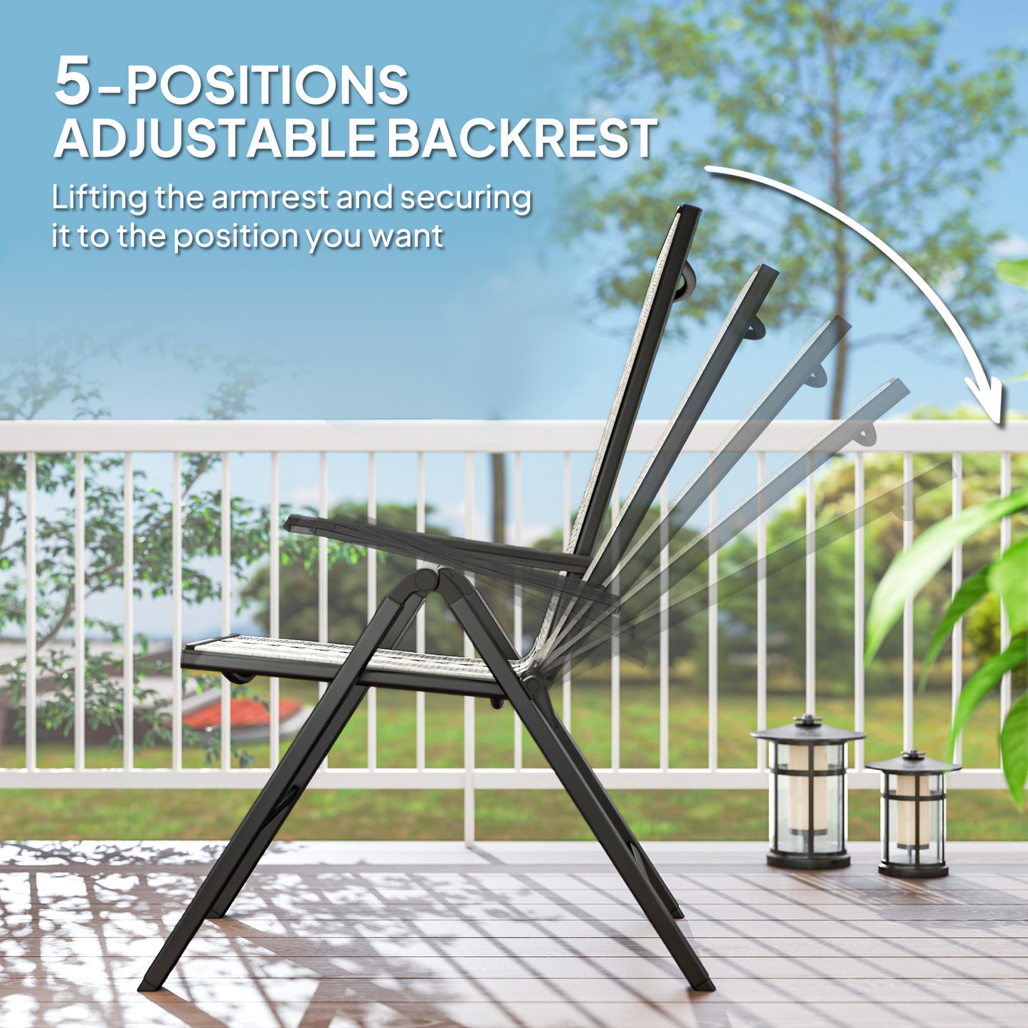 Outsunny Rattan Reclining Garden Chairs - Grey