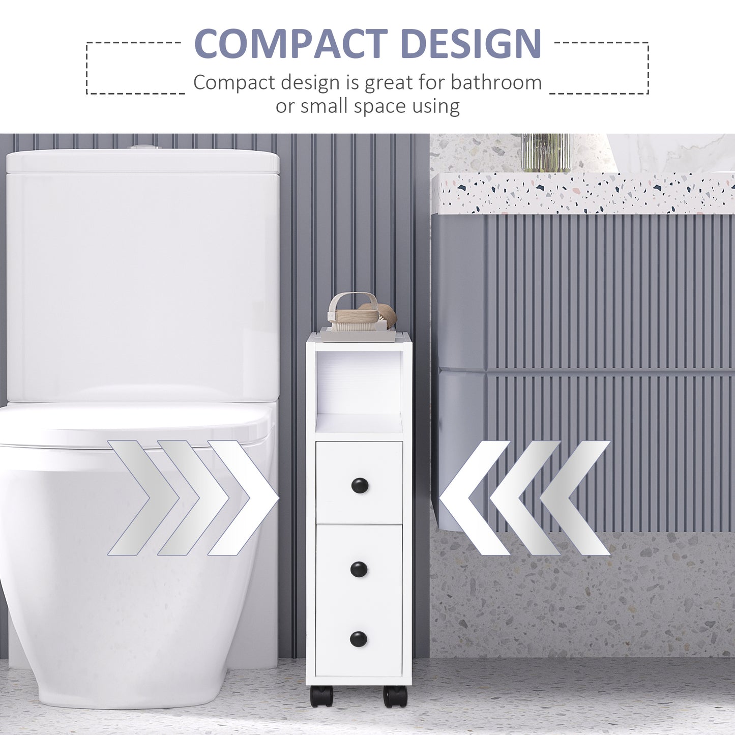 kleankin Slimline Bathroom Storage Cabinet - White