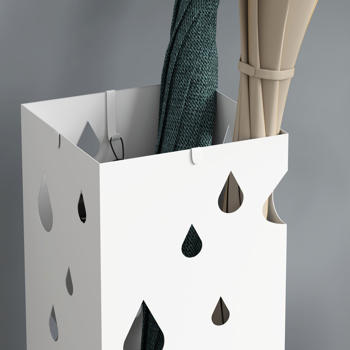 HOMCOM Six-Umbrella Steel Holder Stand - White