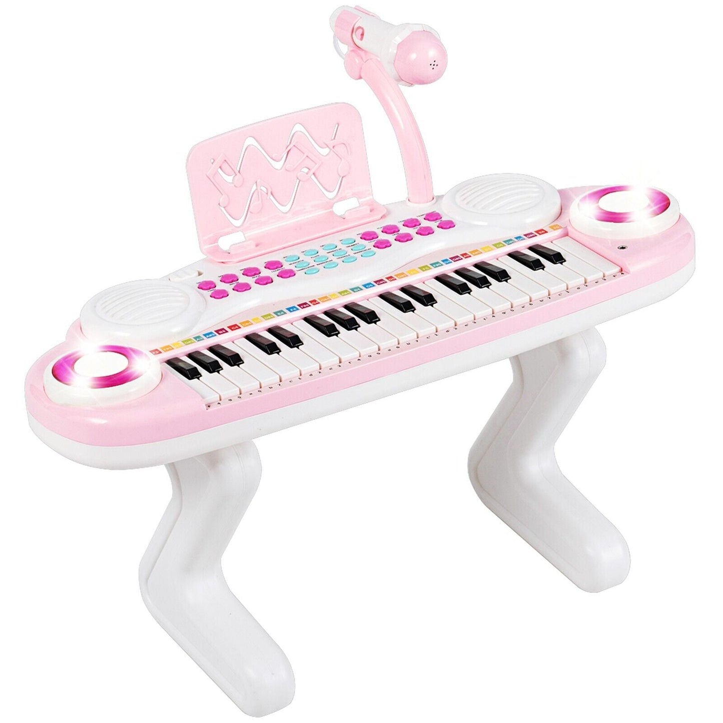 37-Key Kids Electronic Keyboard with Microphone and Rhythm Light-Pink