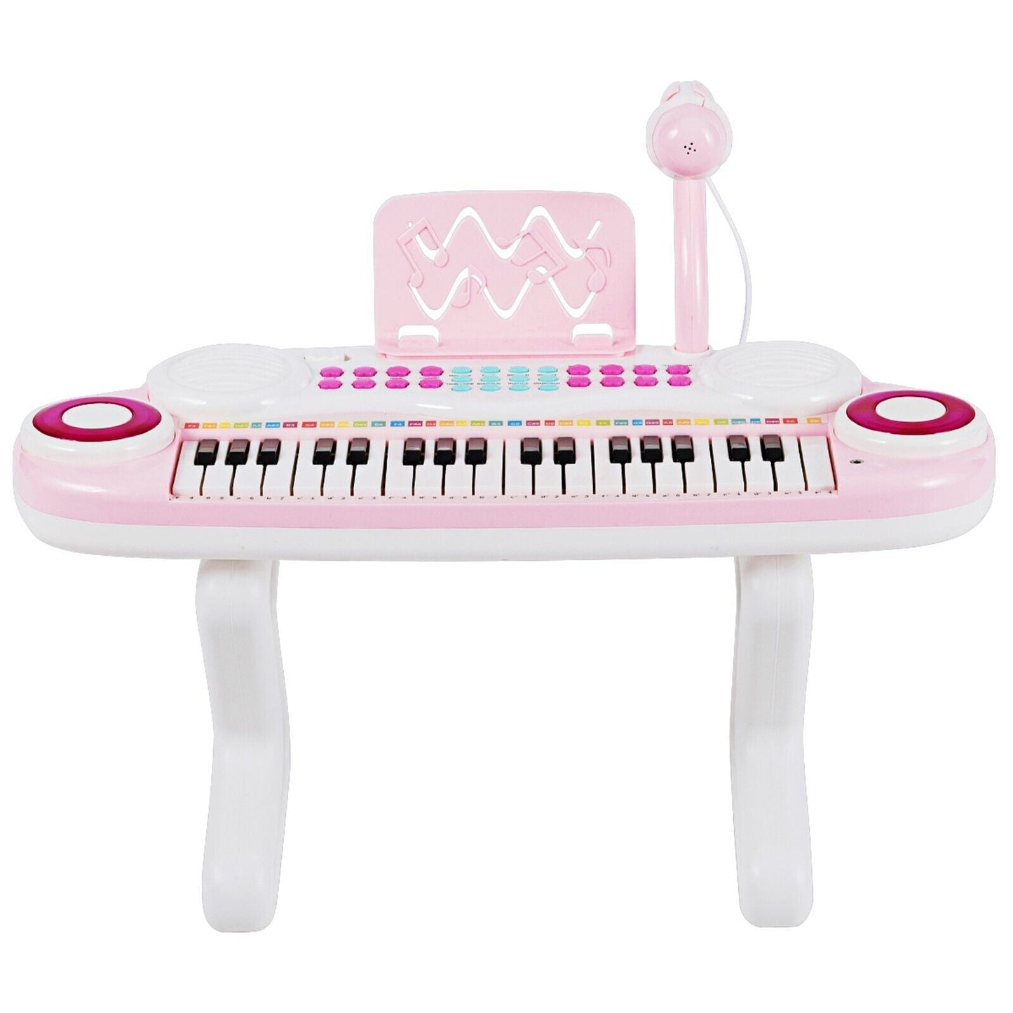 37-Key Kids Electronic Keyboard with Microphone and Rhythm Light-Pink