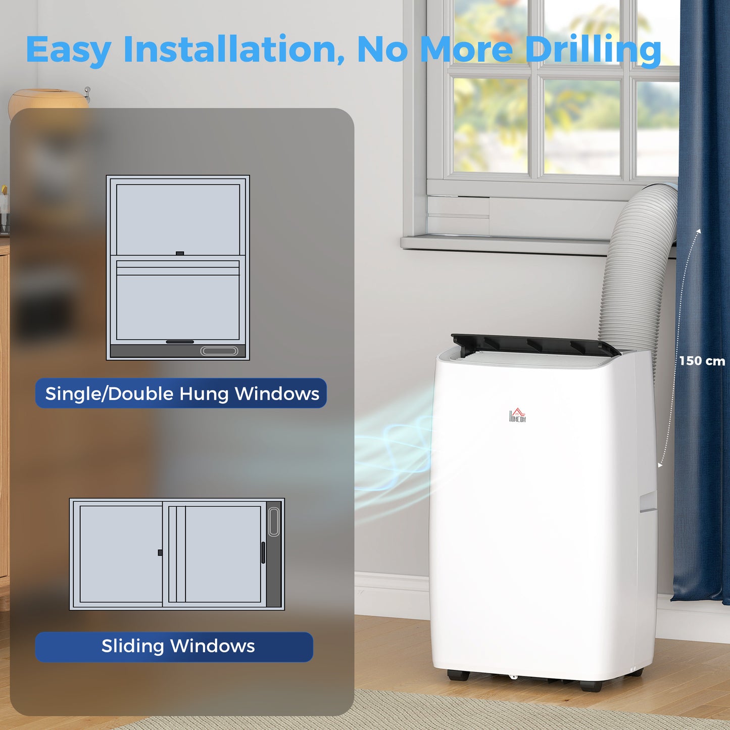 HOMCOM Portable Air Conditioner 14000 BTU, 4-in-1 Air Conditioning Unit, Dehumidifier, Cooling, Fan, Sleep Mode with 3 Speeds, Remote Control, LED Display, 24H Timer, Window Kit, Children Lock, 40m²