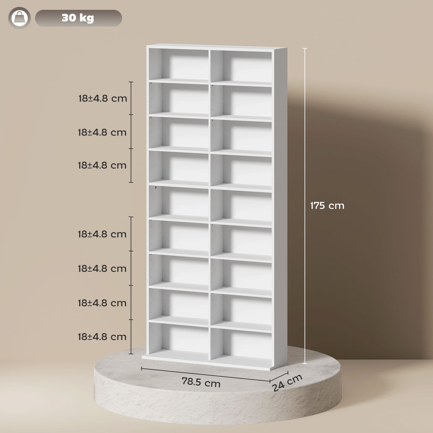 HOMCOM 640 CD Storage Tower - White