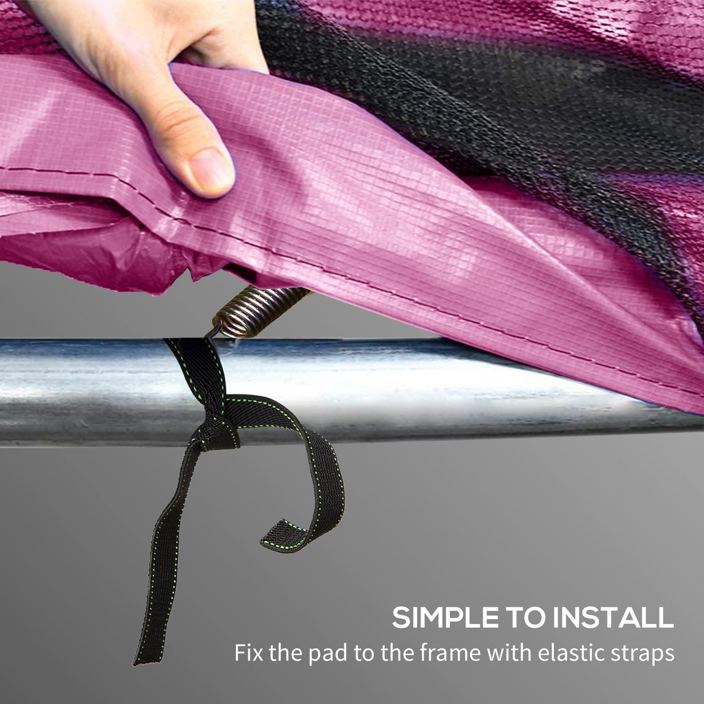 SPORTNOW 12FT Trampoline Spring Cover, Plastic Trampoline Pad Replacement with Elastic Cord, Waterproof, UV Resistant and Tear-Resistant, Pink