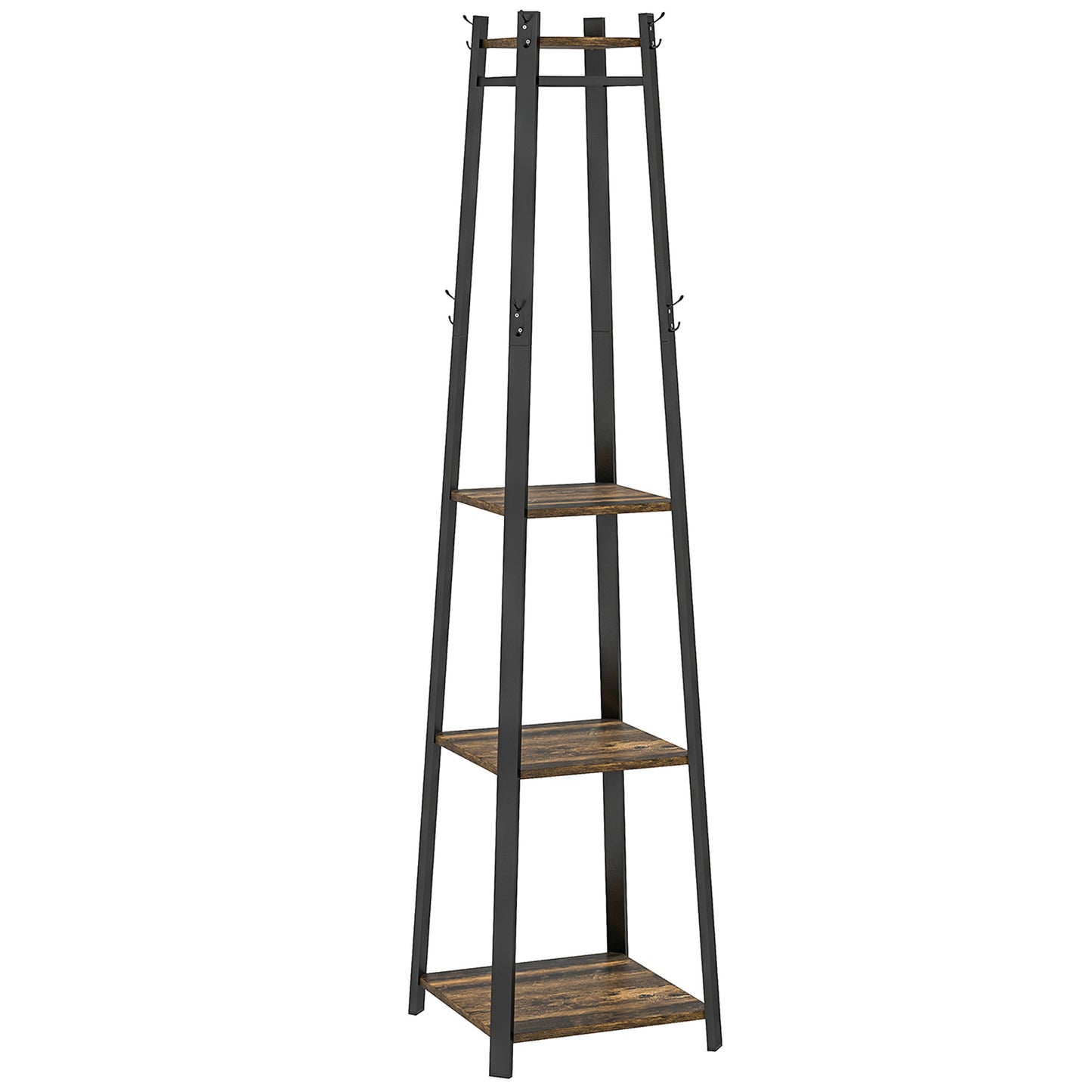 HOMCOM Compact Freestanding Coat Rack - Black/Brown