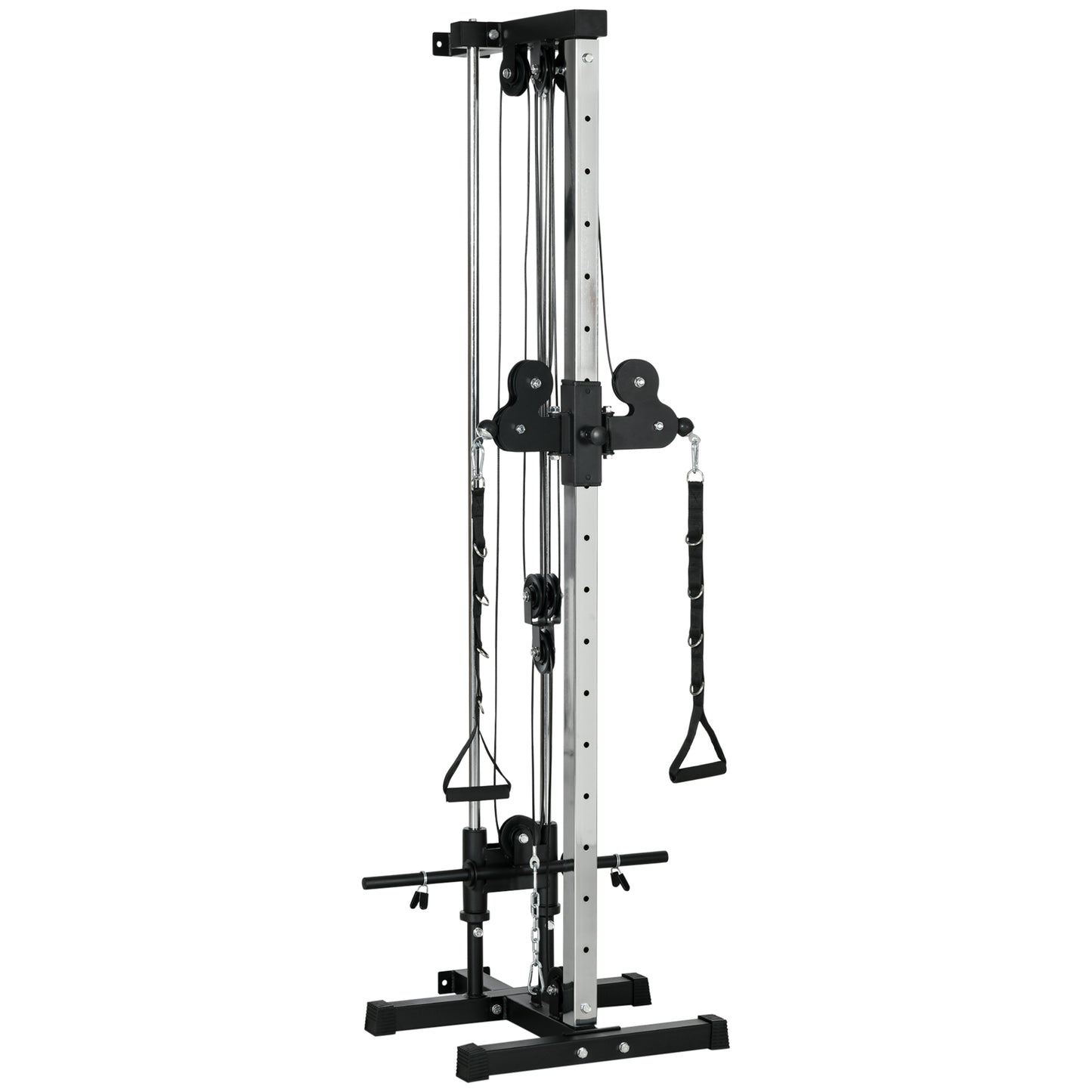SPORTNOW Wall Mount Cable Machine, 15 Positions Adjustable Cable Crossover Machine Dual Pulley System for Home Gym