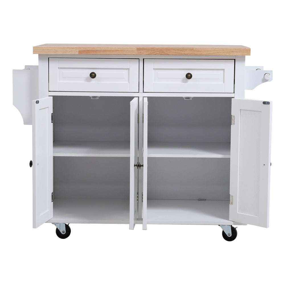 83cm Height Modern Rolling Wooden Kitchen Island Cart with Storage Cabinet