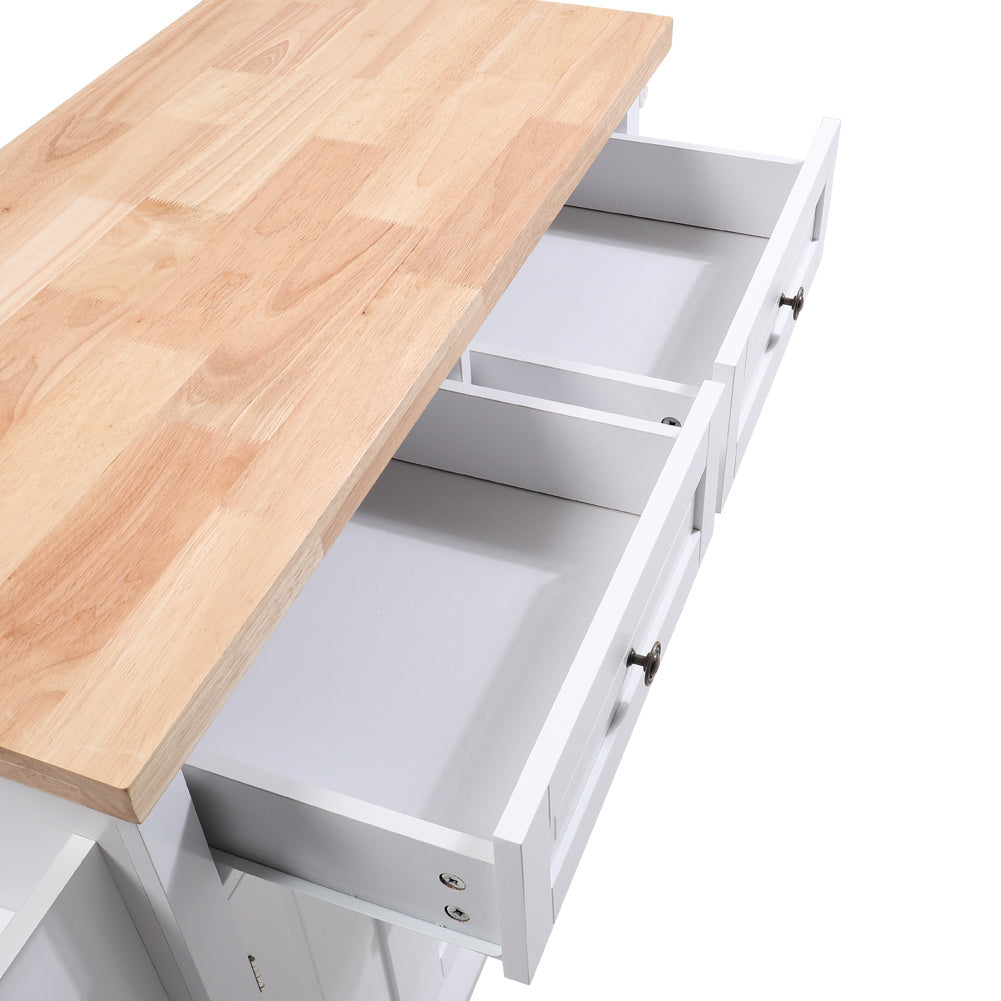 83cm Height Modern Rolling Wooden Kitchen Island Cart with Storage Cabinet