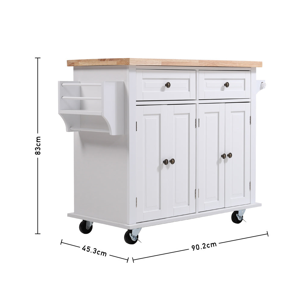 83cm Height Modern Rolling Wooden Kitchen Island Cart with Storage Cabinet